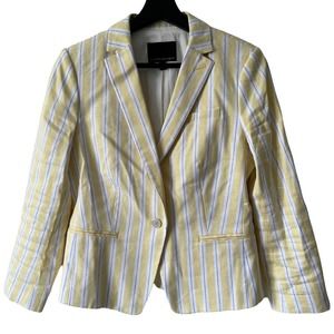 BANANA REPUBLIC Washable Yellow White Linen Pin Stripe Blazer Women's Size 4